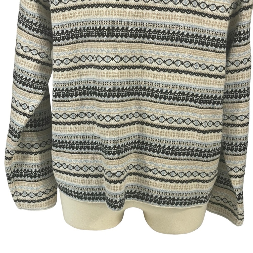 Vintage Talbots 100% Cotton Fair Isle Striped Cardigan Sweater Sz XL - Picture 8 of 10